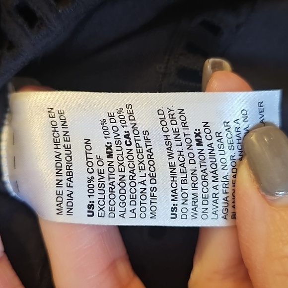 Chico's Black 3/4 Bell Sleeve Blouse with Embroidered Design - Picture 8 of 8